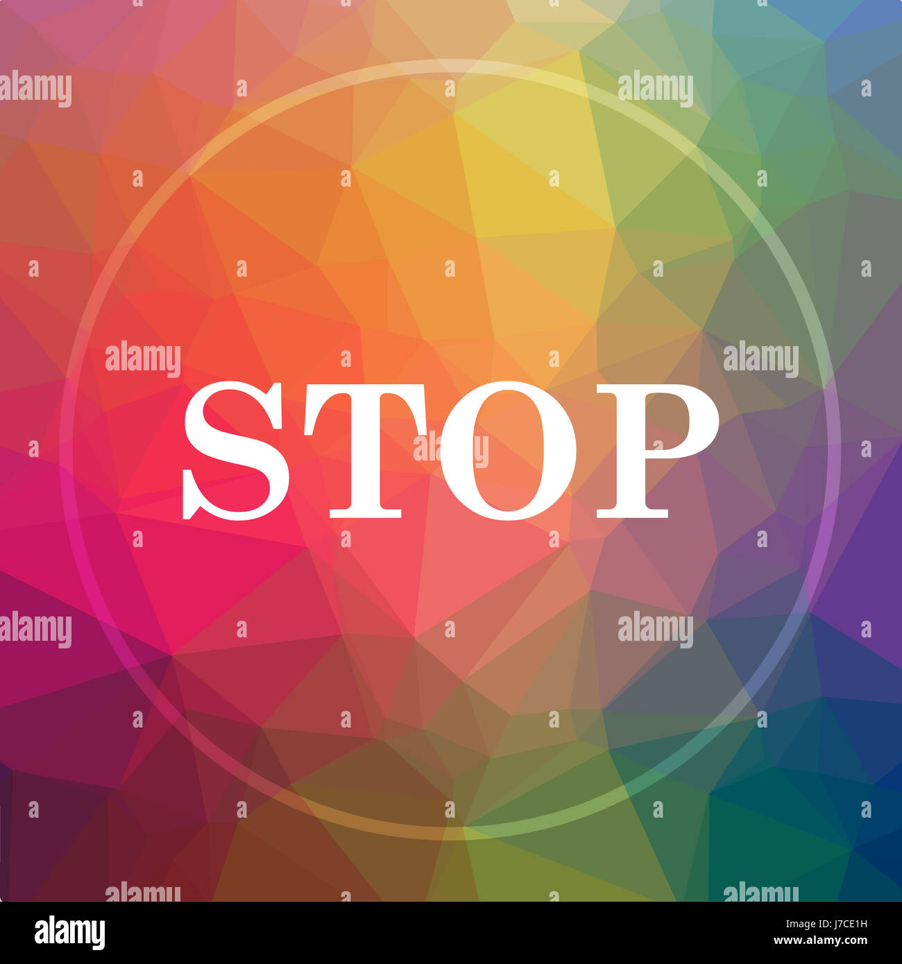 Stop icon. Stop website button on low poly background Stock Photo - Alamy