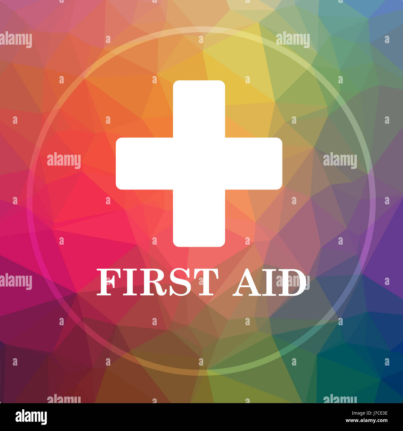 First aid icon. First aid website button on low poly background Stock ...