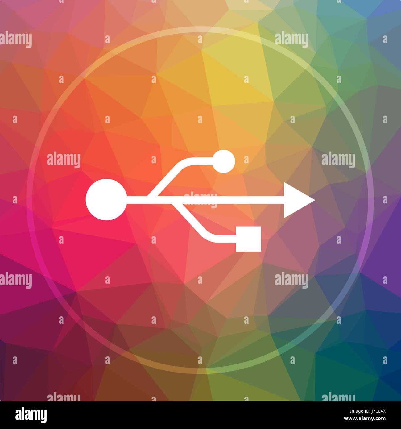 USB icon. USB website button on low poly background Stock Photo - Alamy