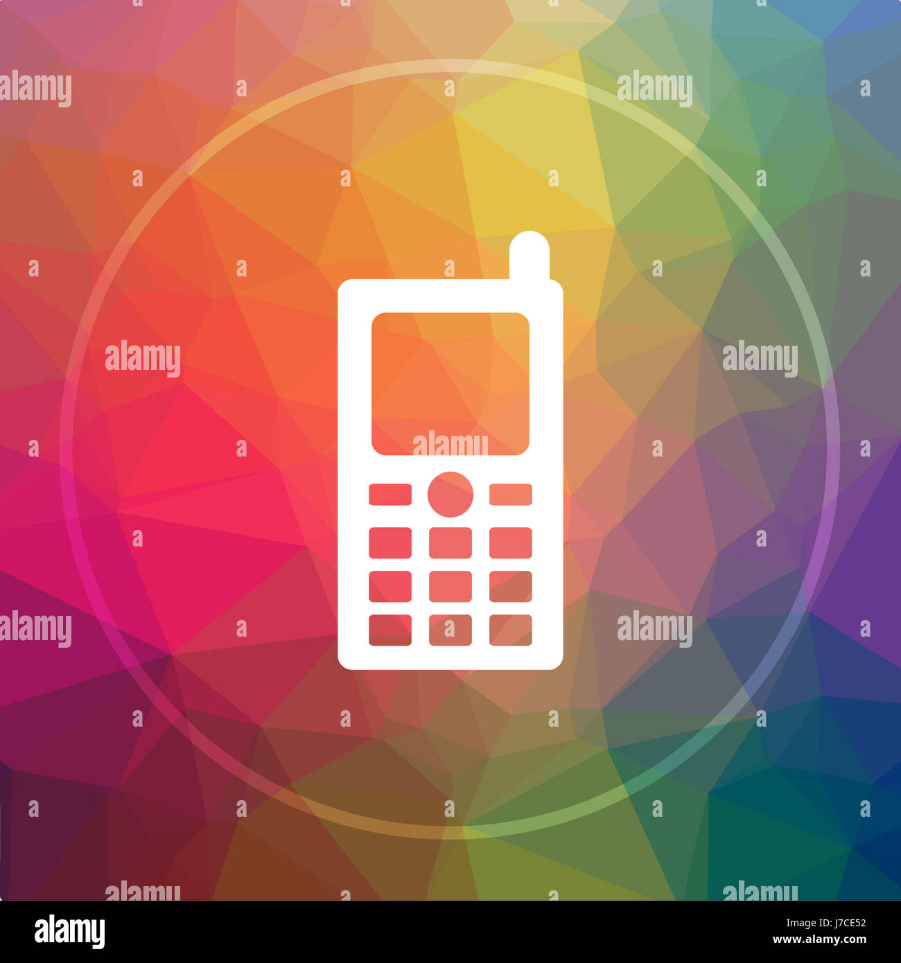 Mobile phone icon. Mobile phone website button on low poly background ...