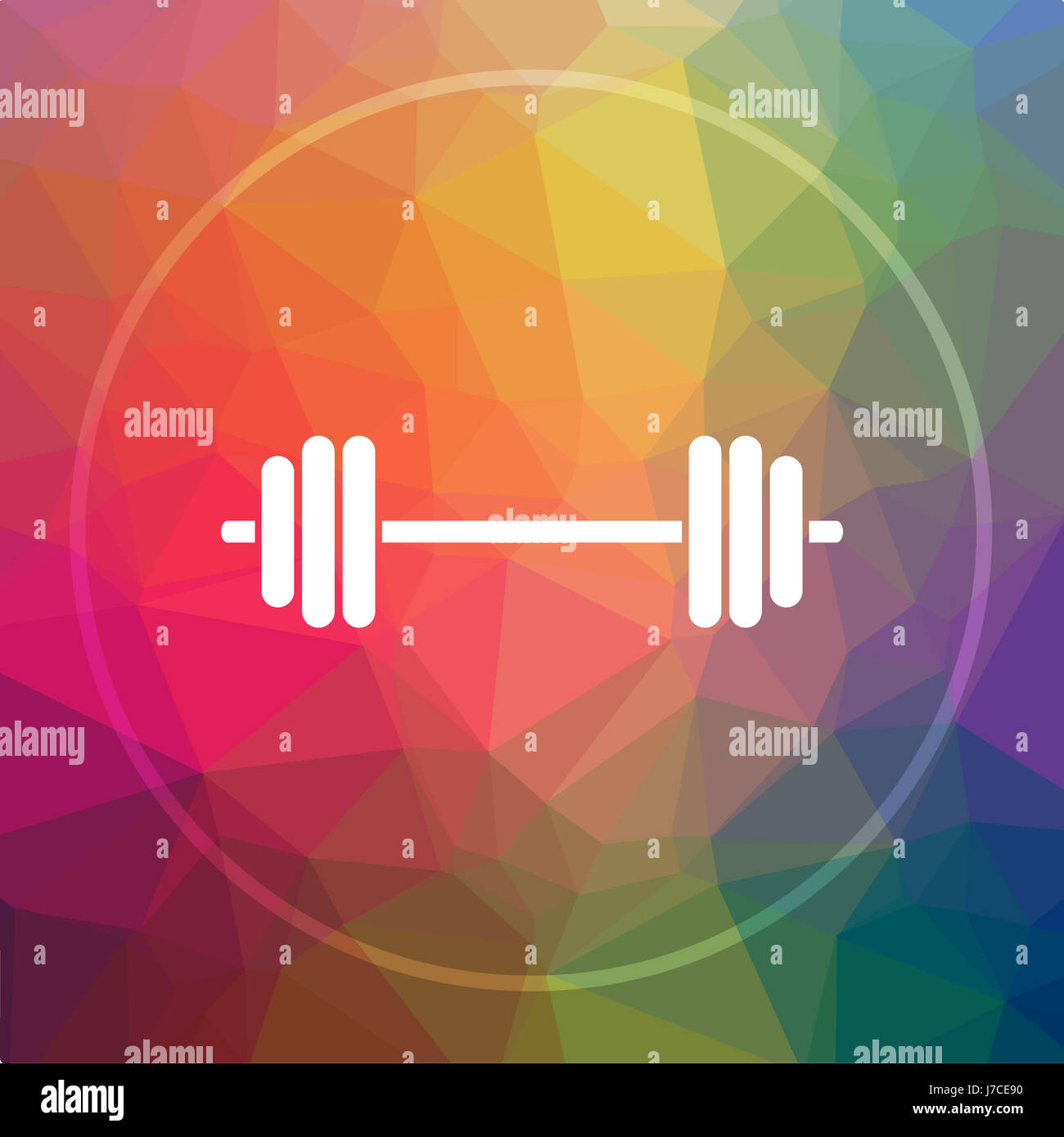 Weightlifting icon. Weightlifting website button on low poly background