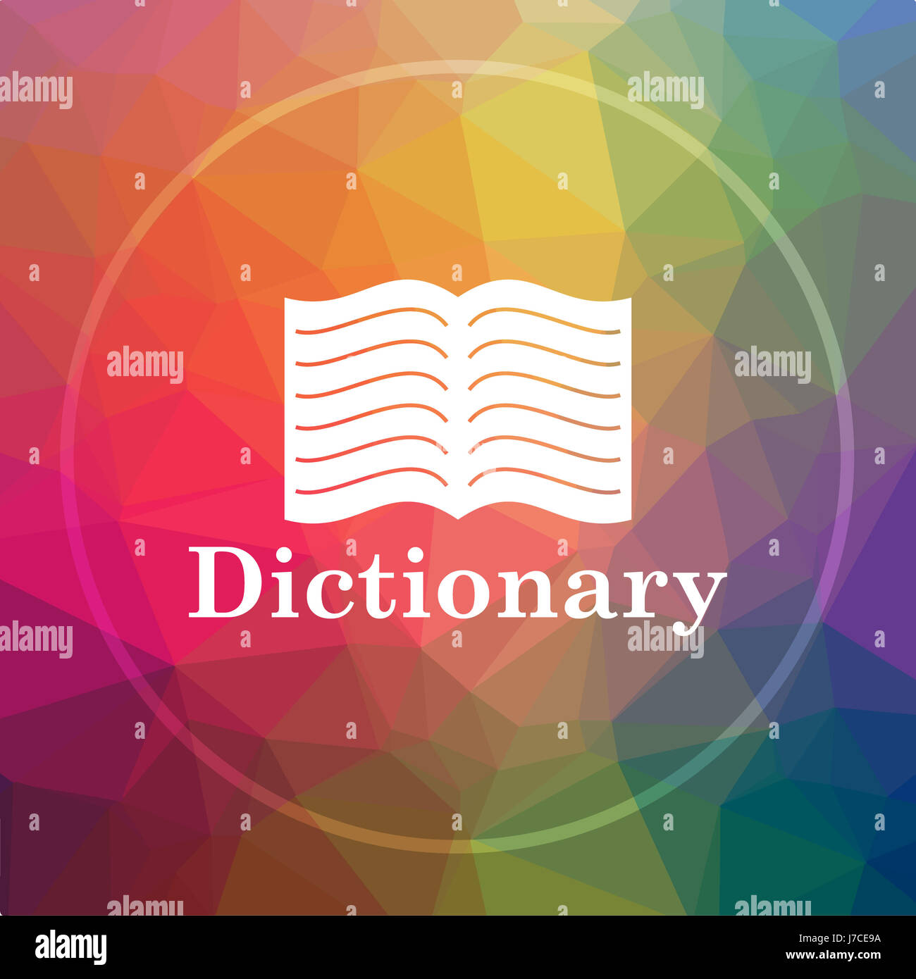 Dictionary icon. Dictionary website button on low poly background Stock ...