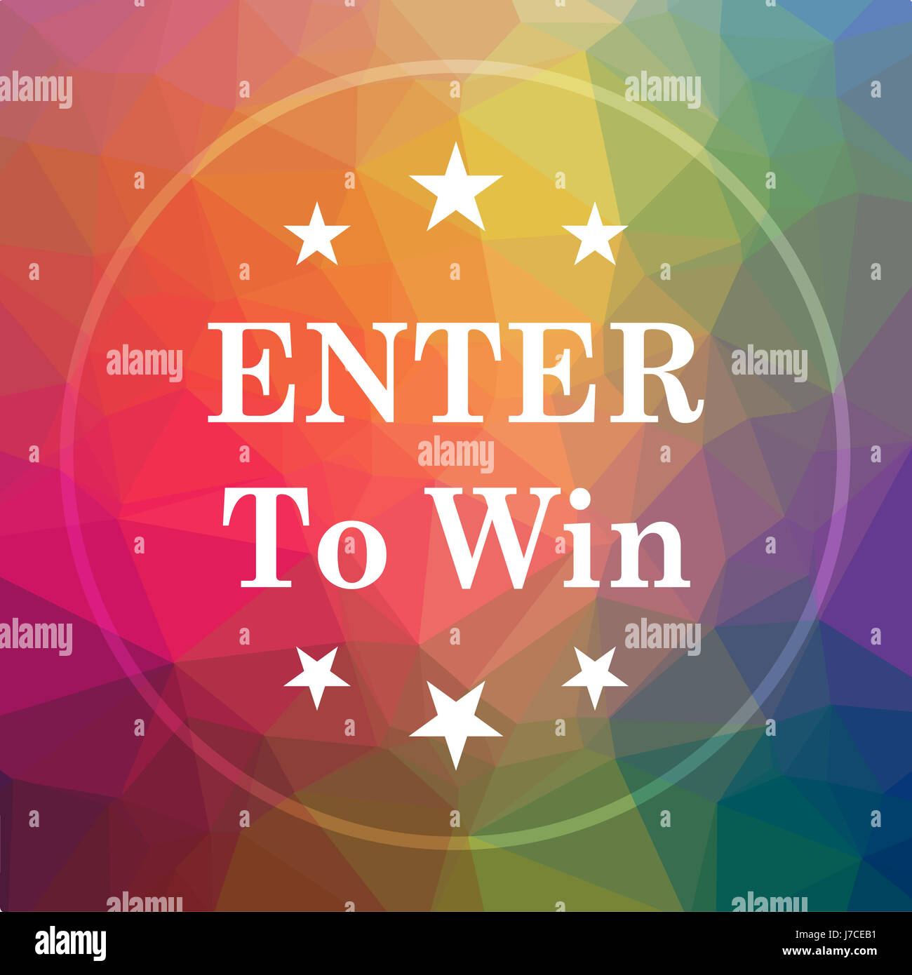 Enter to win icon. Enter to win website button on low poly background ...