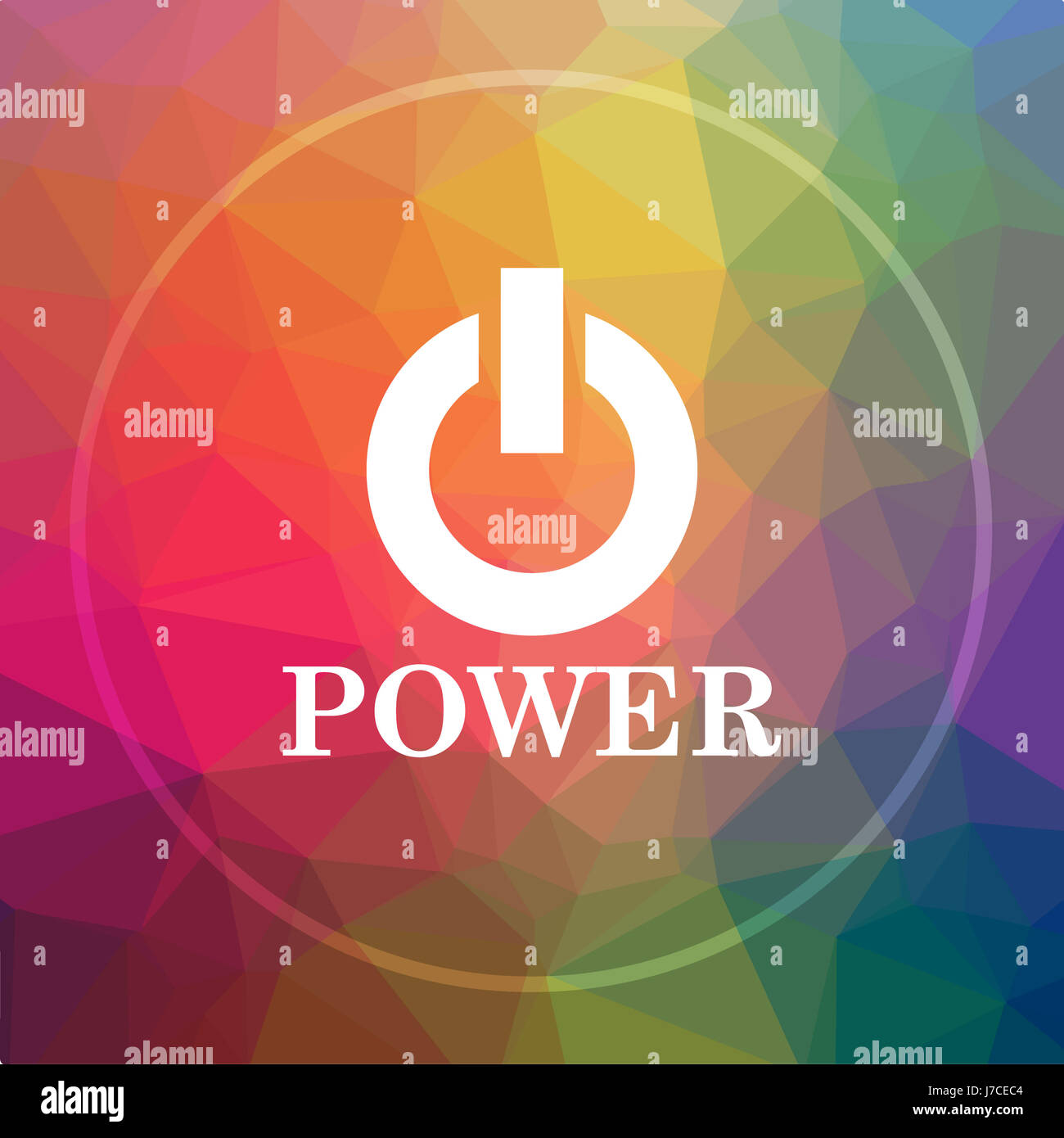 Power button icon. Power button website button on low poly background ...