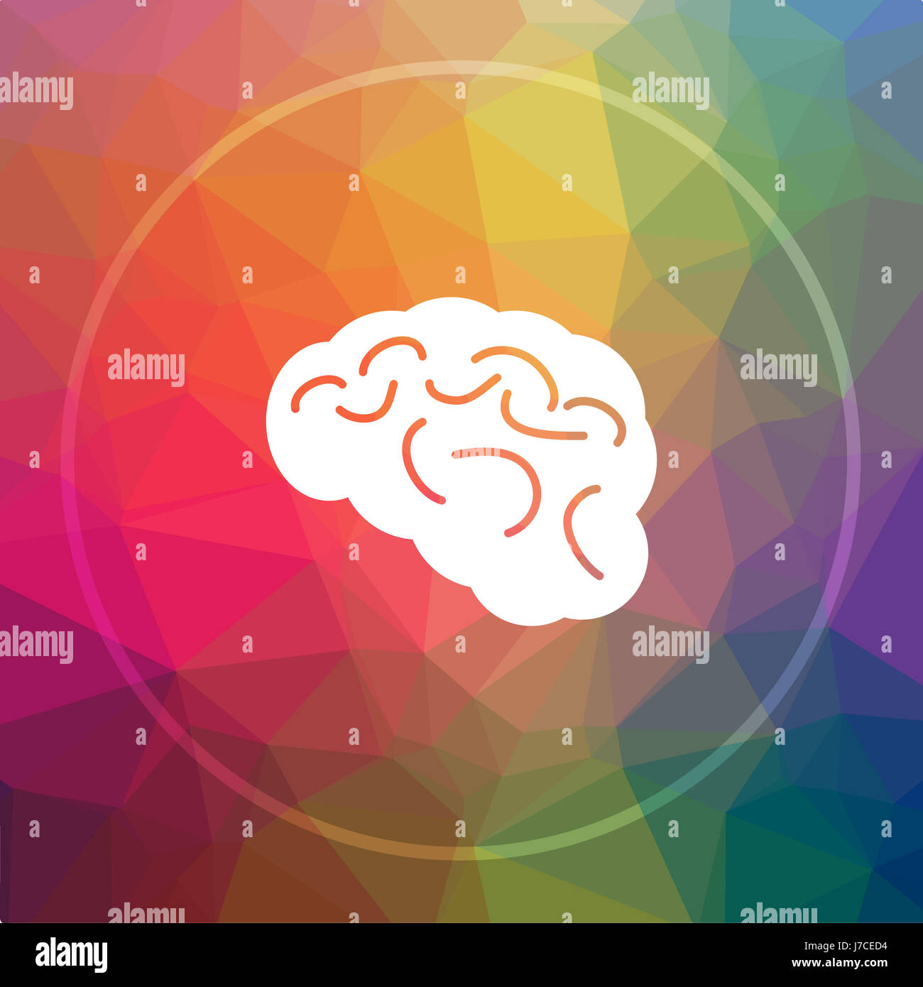 Brain icon. Brain website button on low poly background Stock Photo - Alamy