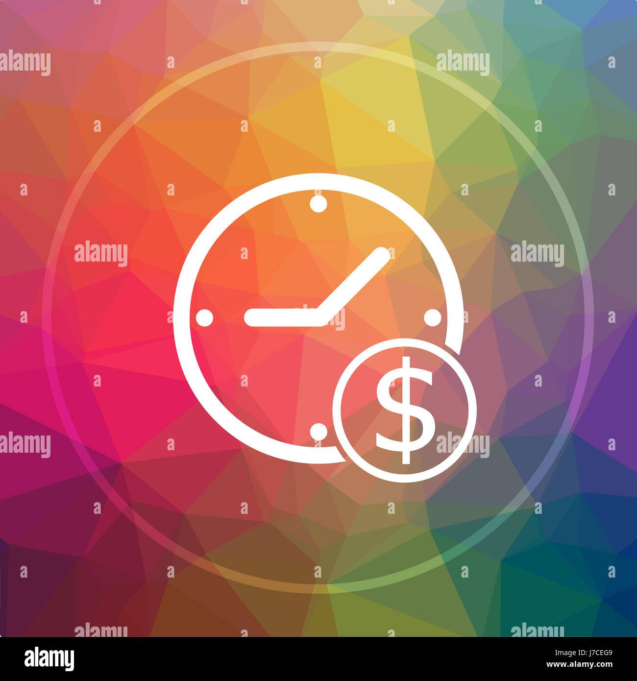 Time is money icon. Time is money website button on low poly background ...