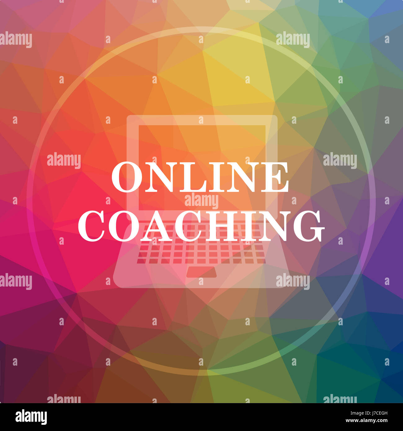 Online coaching icon. Online coaching website button on low poly ...