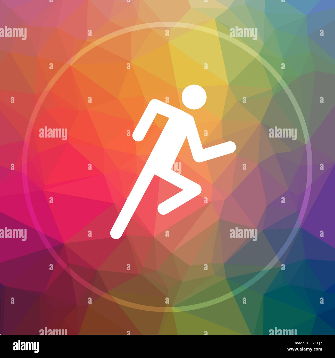 Running man icon. Running man website button on low poly background ...