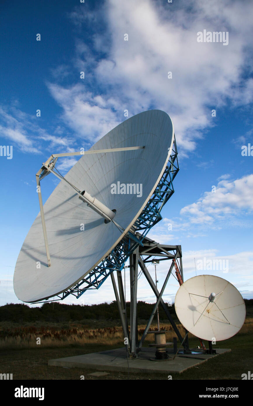communication satellite food dish meal satelite white big large enormous Stock Photo Alamy