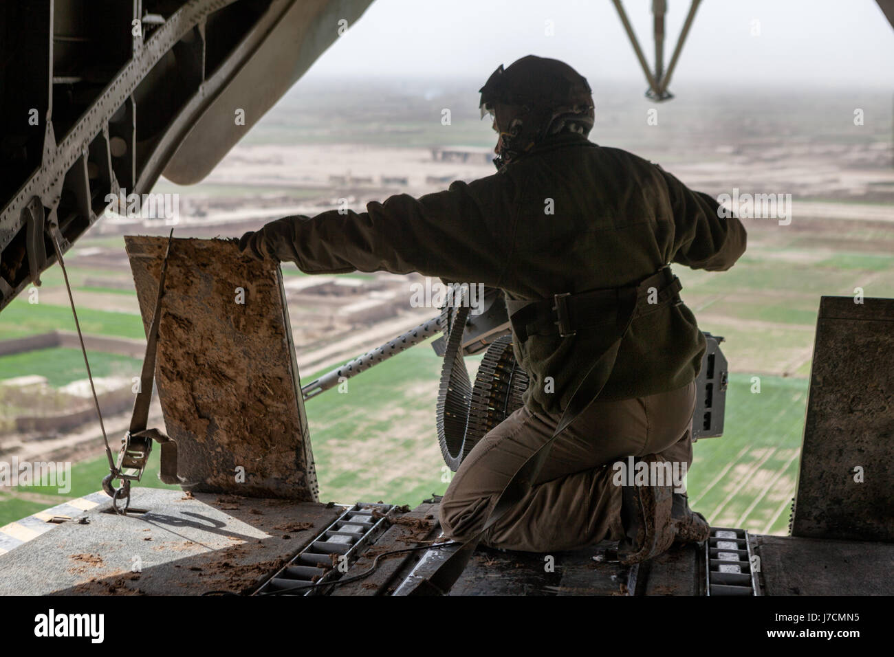 American Helicopter Door Gunner Afghanistan Stock Photo 142265233