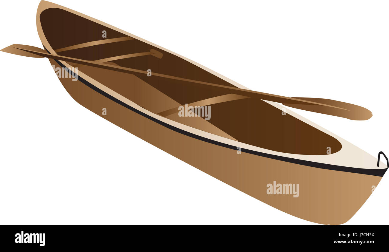 wood transport float paddle boat wooden canoe swimmer rowing boat sailing boat Stock Photo