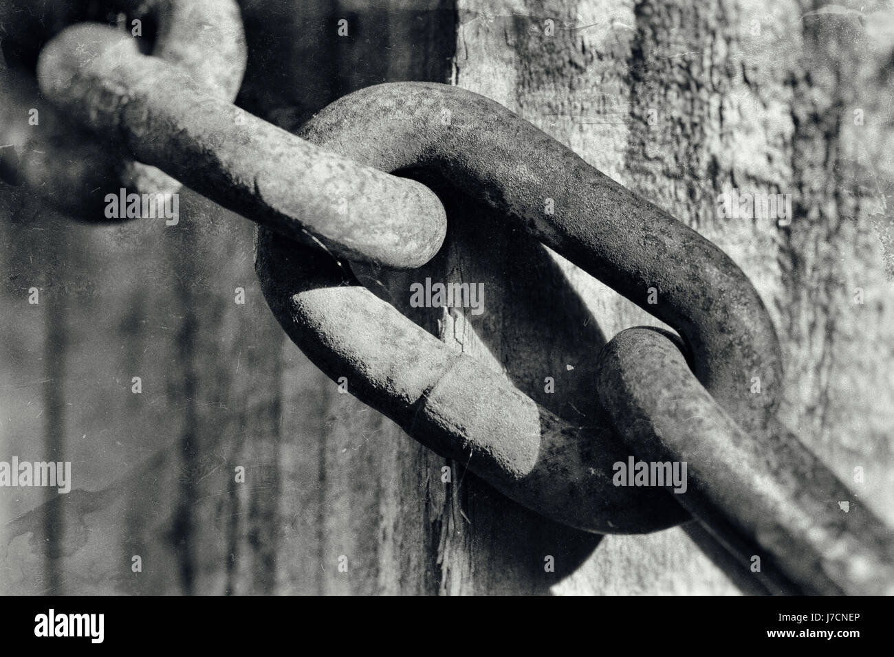 Close up of rusty metal chain links Stock Photo