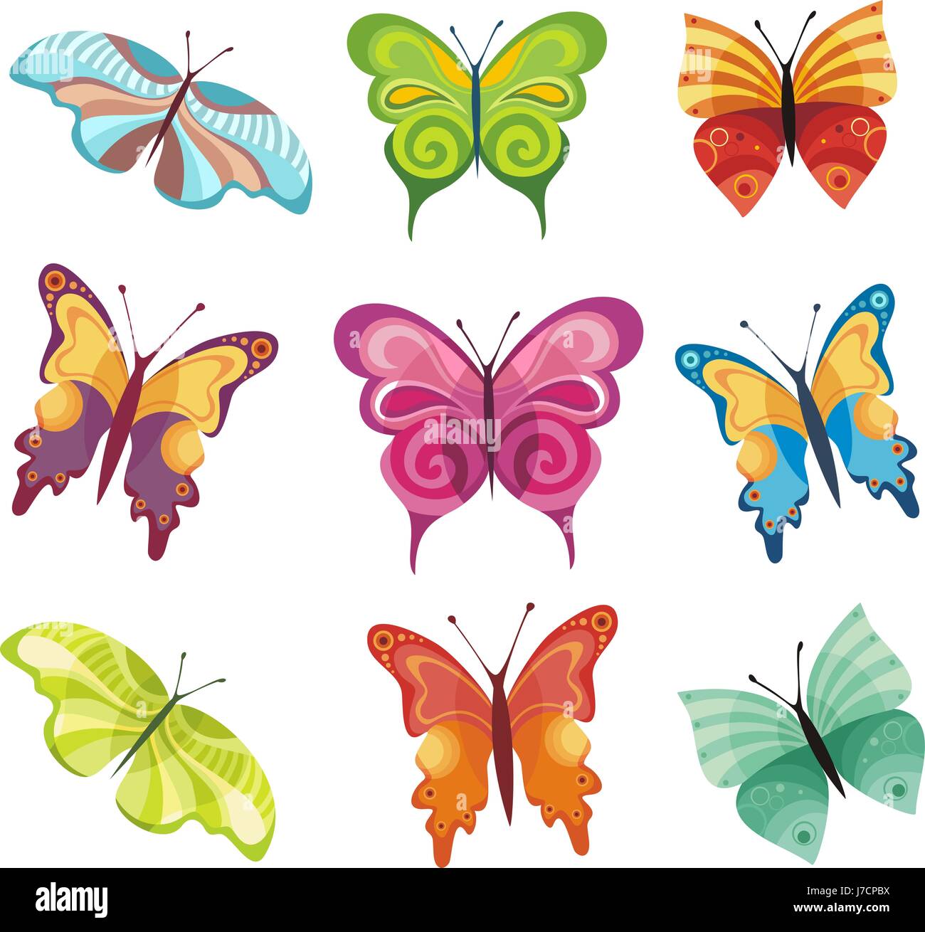 insect butterfly illustration set nature design art isolated insect ...