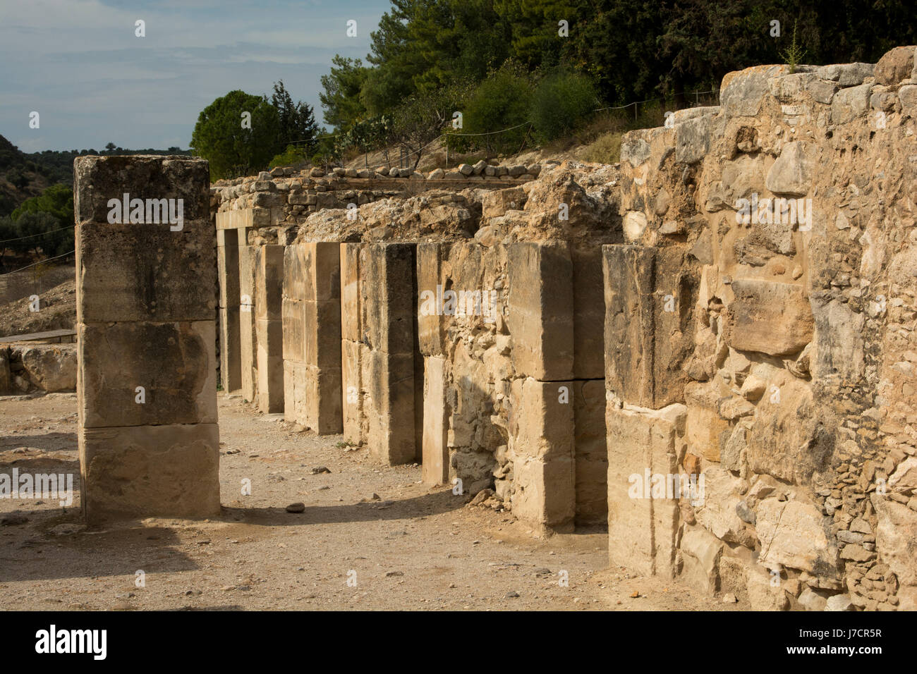 Phaistos was an Minoan palace and city iin southern central Crete with settlements starting around 4000 BC and lasting for around 4000 years. Stock Photo