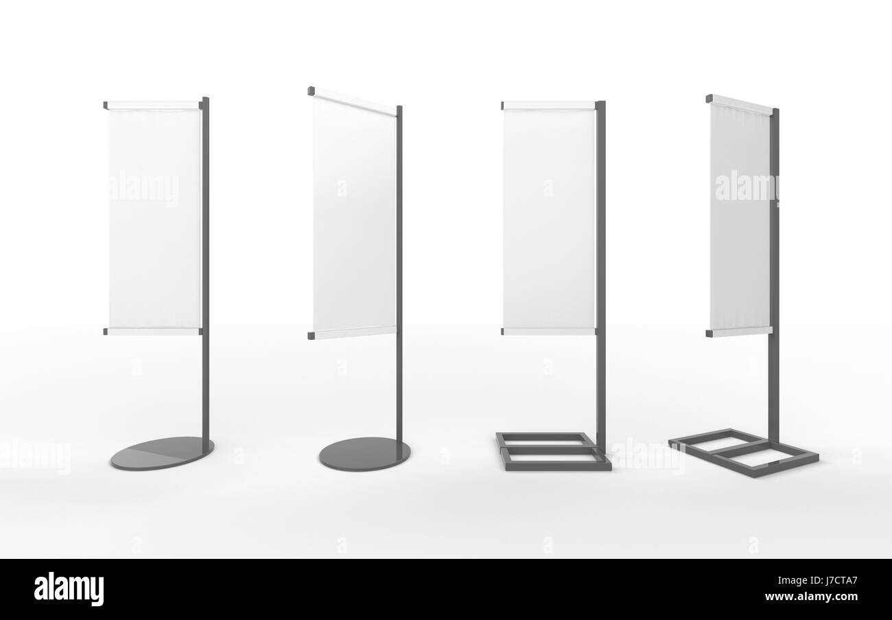 Set Of White Blank Banner Japanese Flag Display With Aluminum
