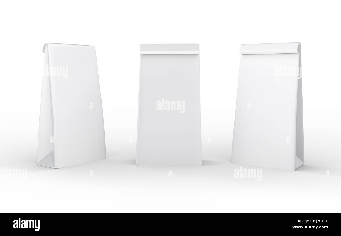 White paper lunch bag isolated on white with clipping path, packaging