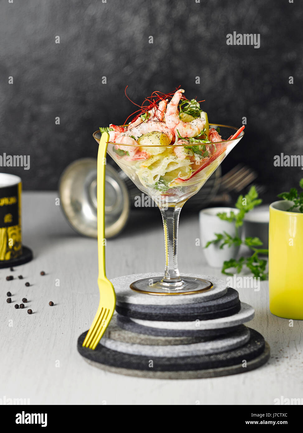 Potato shrimp cocktail Stock Photo