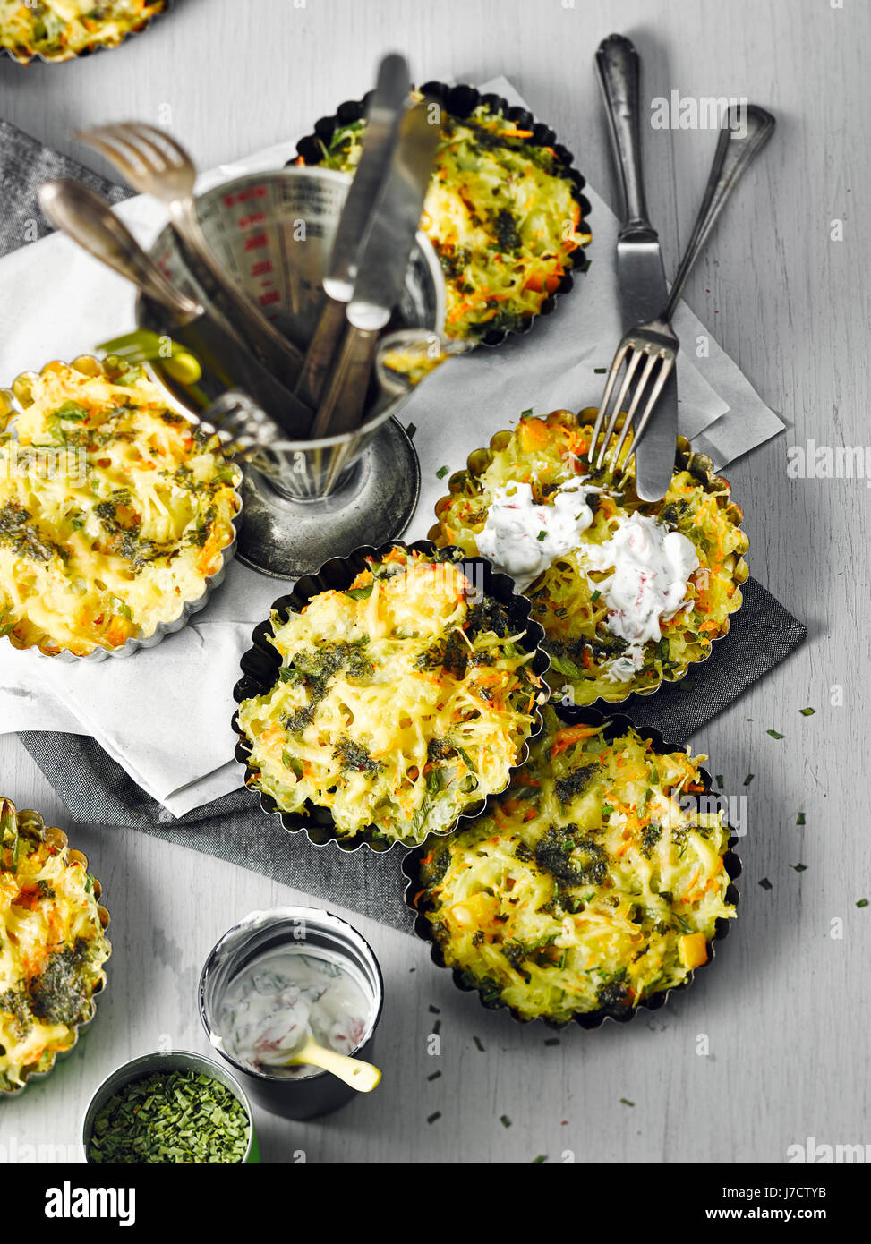 Mini potato quiche Stock Photo