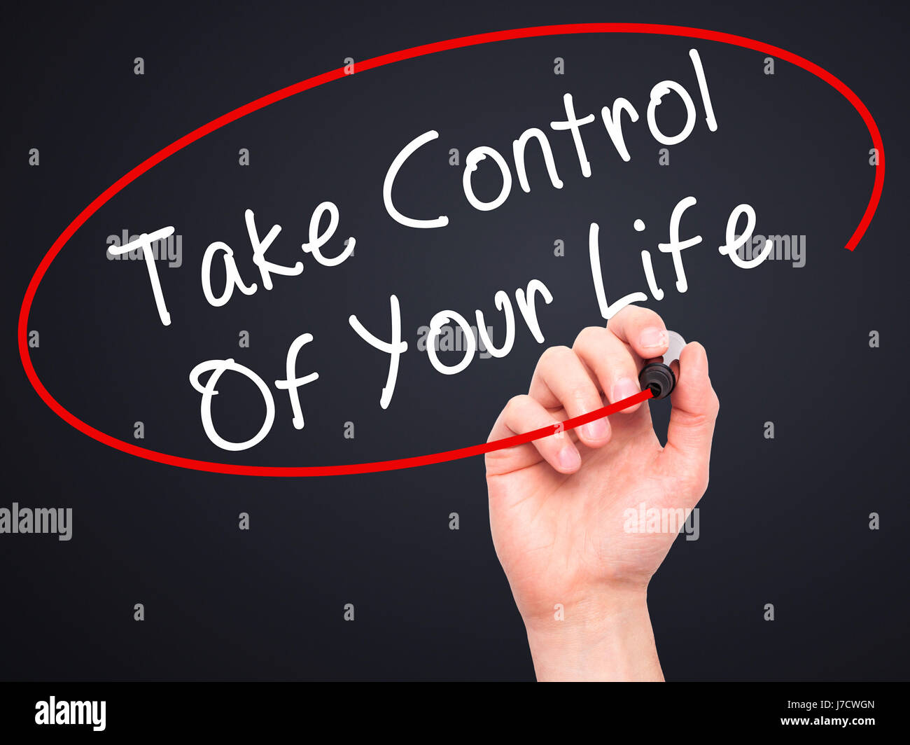 Man Hand writing Take Control Of Your Life with black marker on visual ...