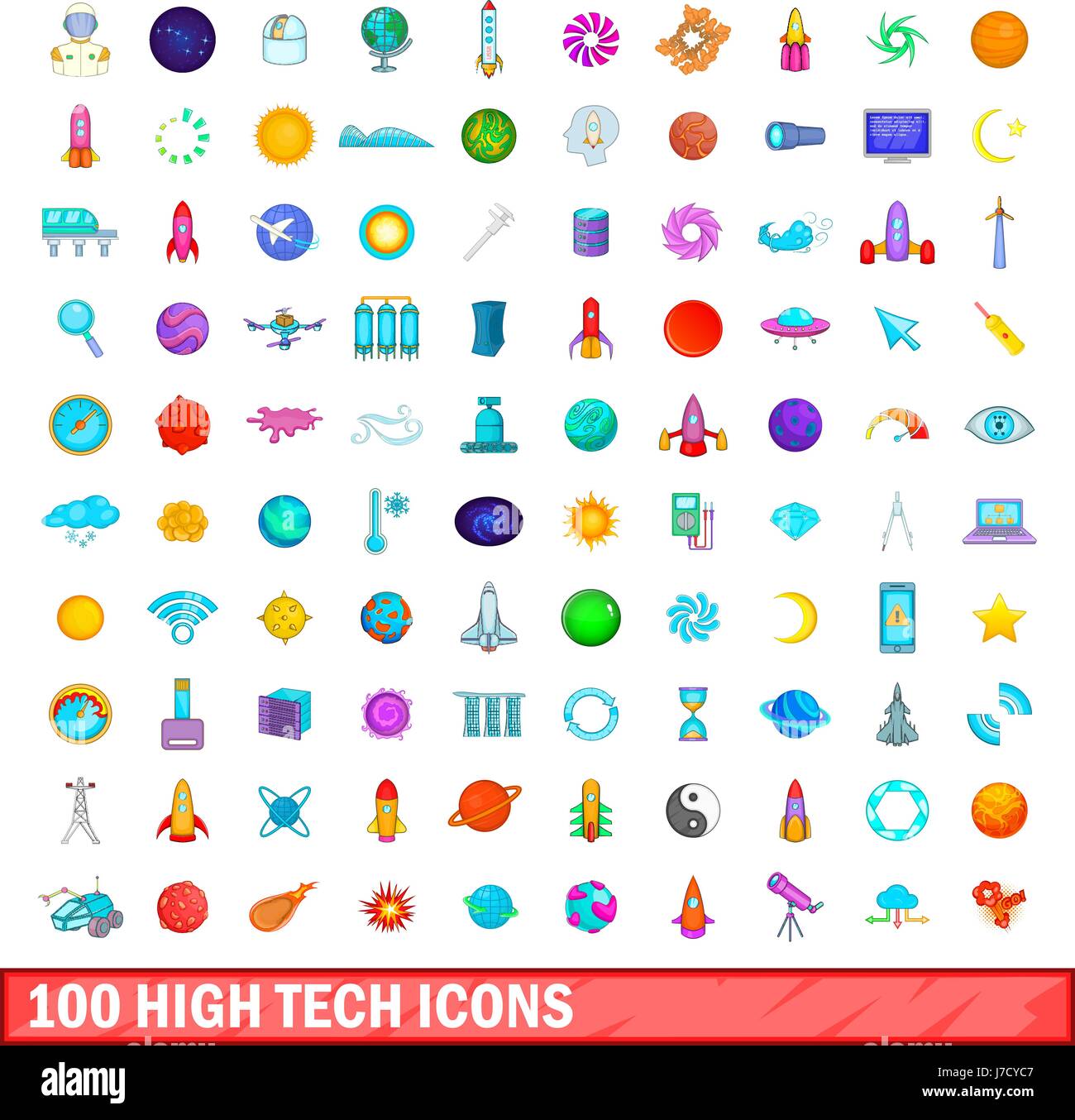 100 high tech icons set, cartoon style Stock Vector Image & Art - Alamy