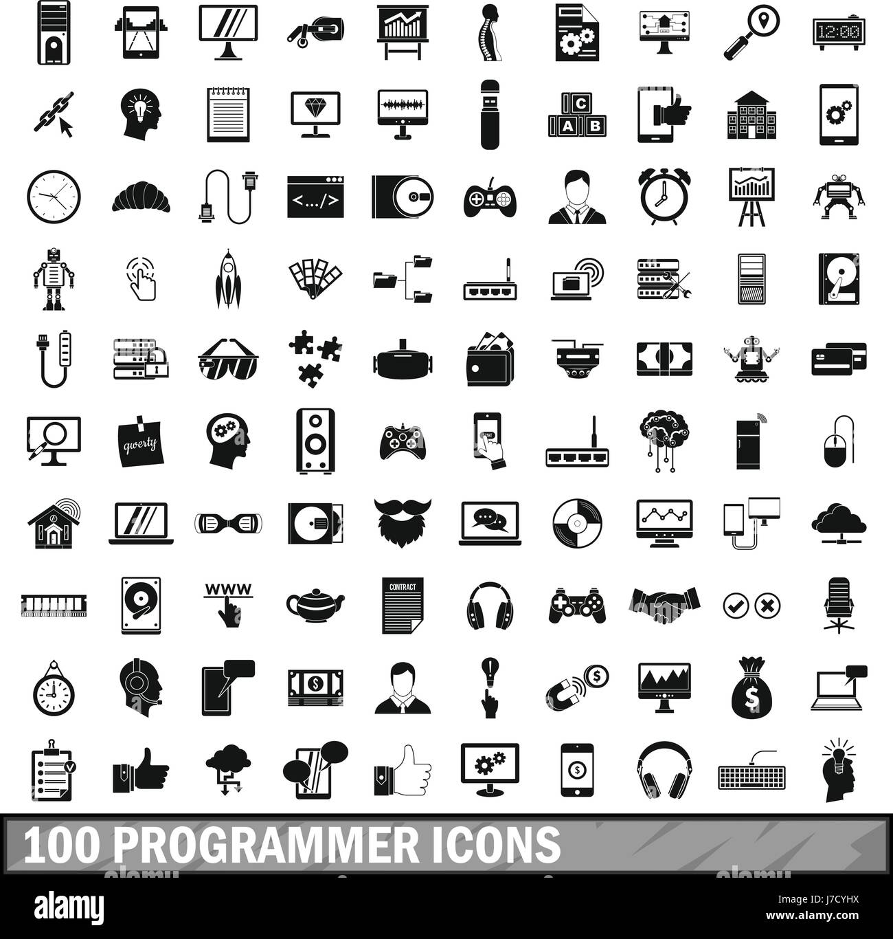 100 programmer icons set, simple style Stock Vector Image & Art - Alamy