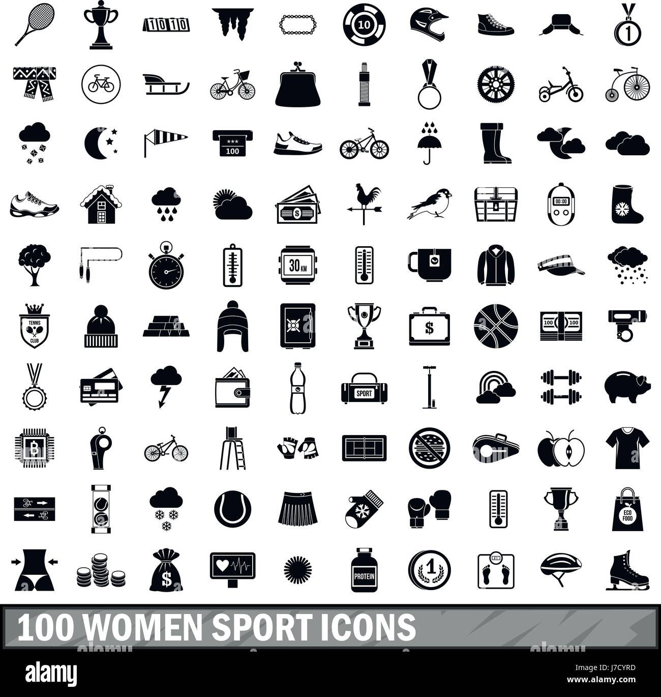 100 woman sport icons set, simple style Stock Vector Image & Art - Alamy
