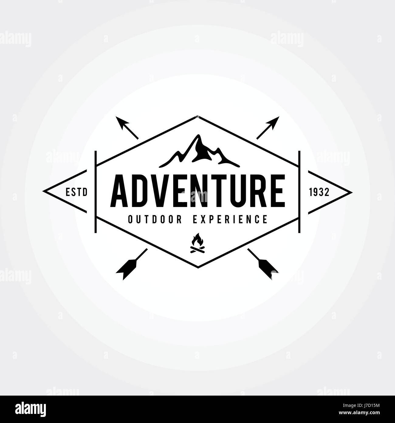 Outdoor Wilderness, Mountain Adventure Retro Emblem Stock Vector