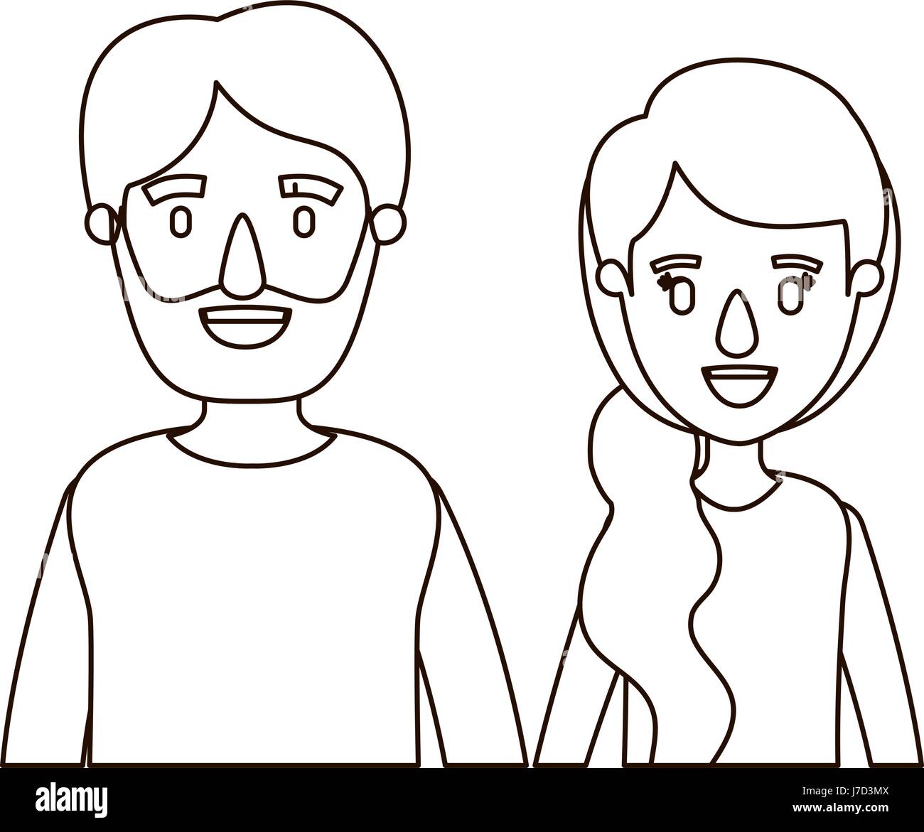 Sketch Contour Caricature Half Body Couple Woman With Ponytail Side Hair And Bearded Man Stock Vector Image Art Alamy Sketch Contour Caricature Half Body Couple Woman With Ponytail Side Hair And Bearded Man Stock Vector Image Art Alamy
