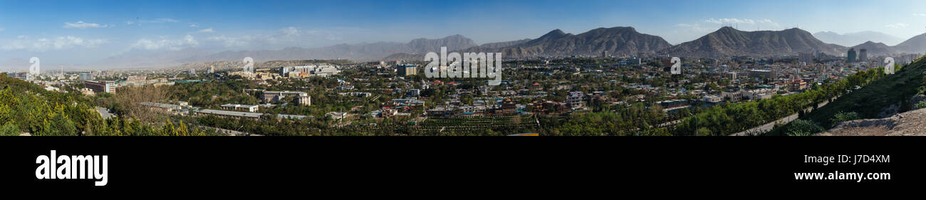 Panoramic view of Kabul, Afghanistan from Wazir Akbar Khan hill. Stock Photo