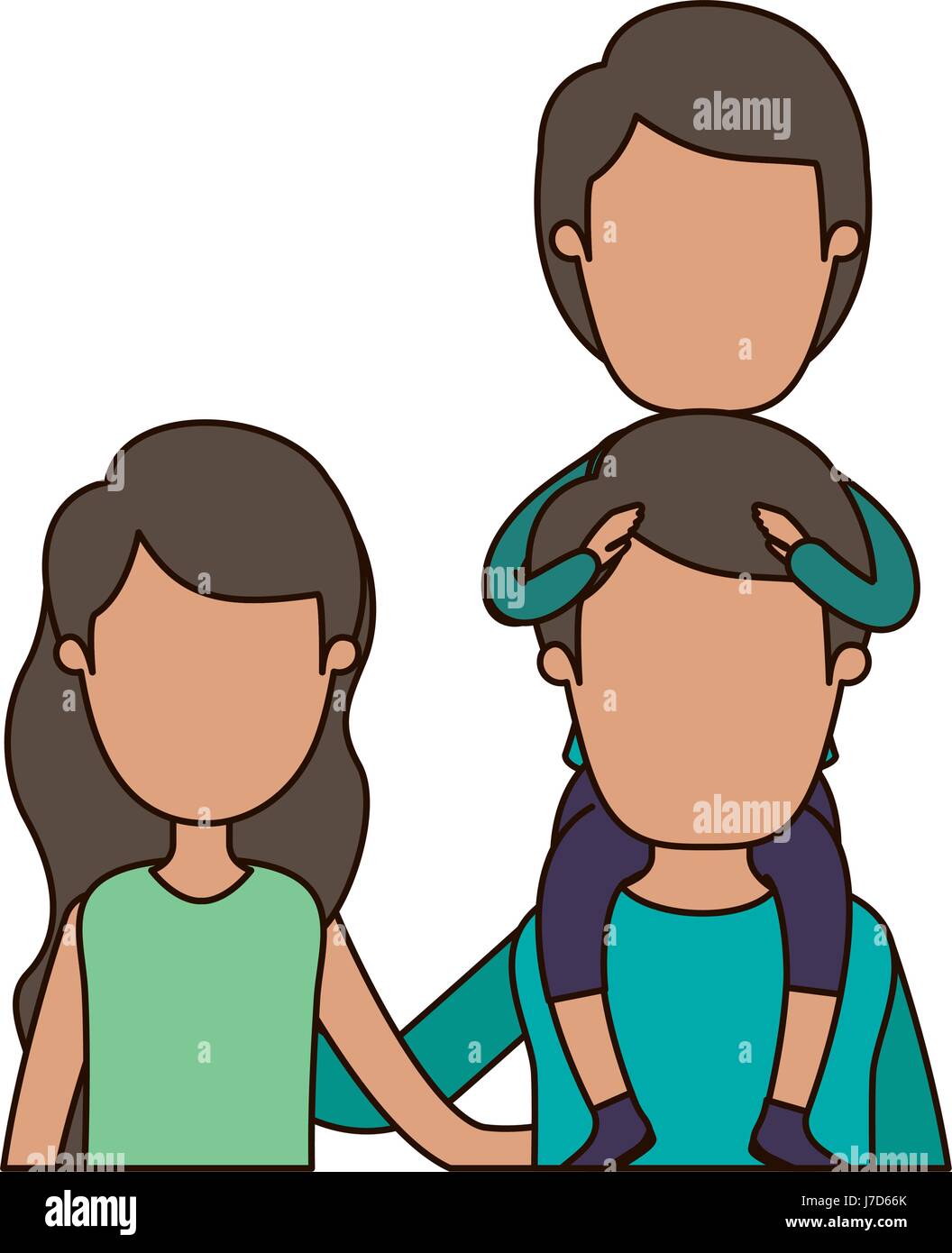 Mother And Father And Son Back View Stock Vector Images Alamy 0183