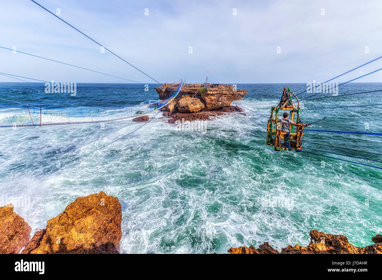cable car at Timang beach, Yogyakarta, Java, Indonesia, Asia Stock