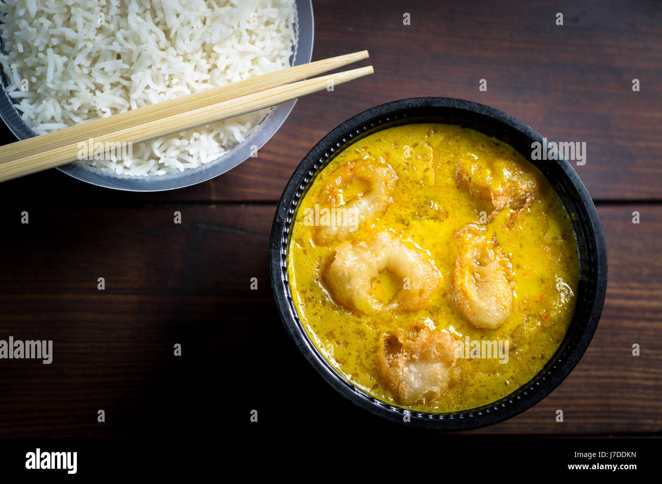 fried chicken with a bowl of boiled rice Stock Photo Alamy