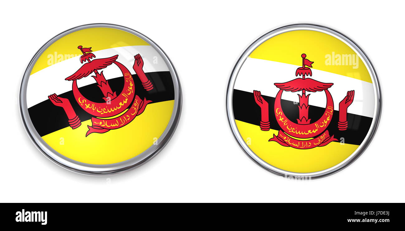 round about flag button banner pin sticker brunei stickers travel commonwealth Stock Photo