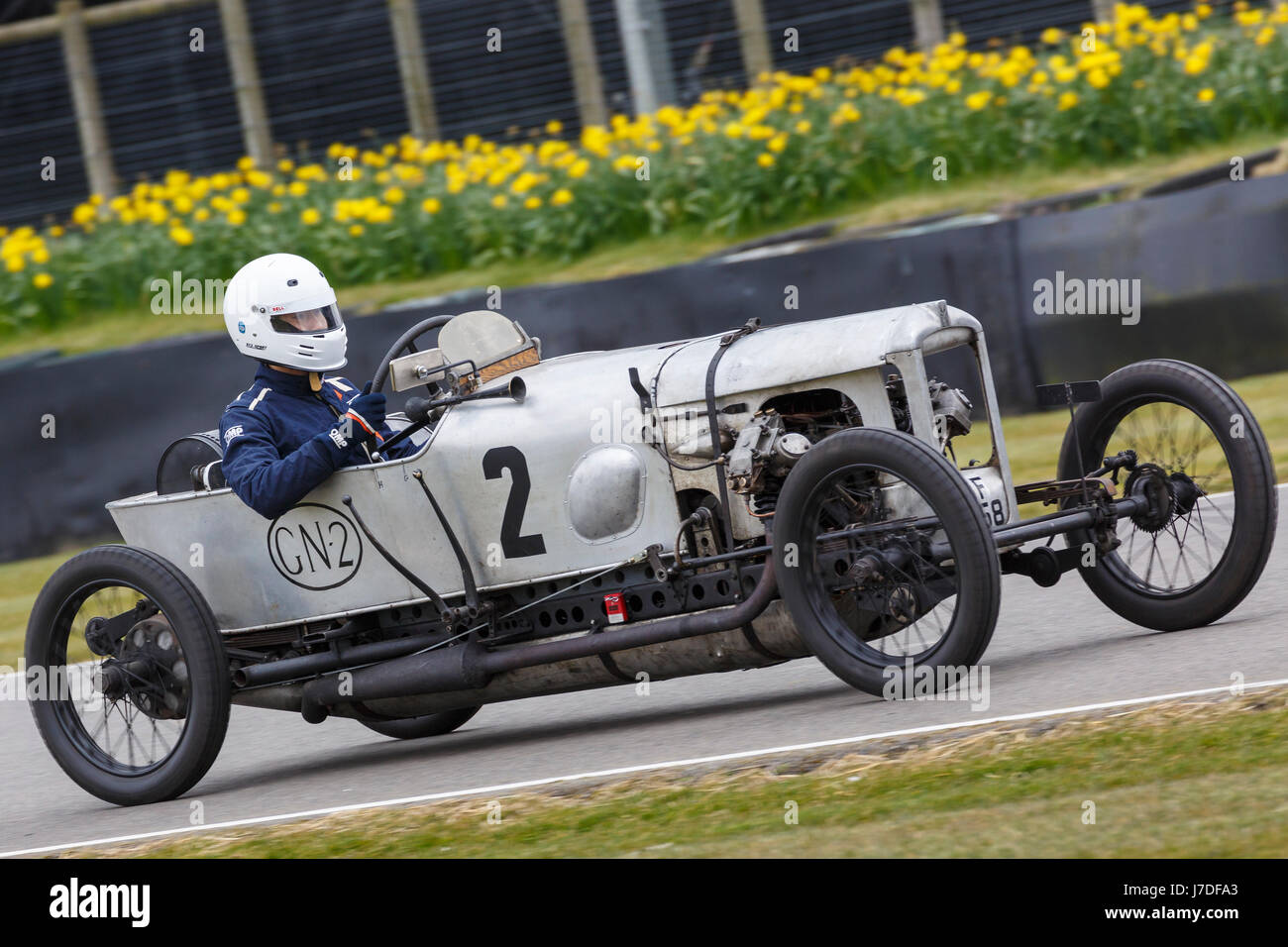 1922 GN Akela with driver Yashan Ng during the S.F. Edge Trophy race at the Goodwood GRRC 74th Members Meeting, Sussex, UK. Stock Photo