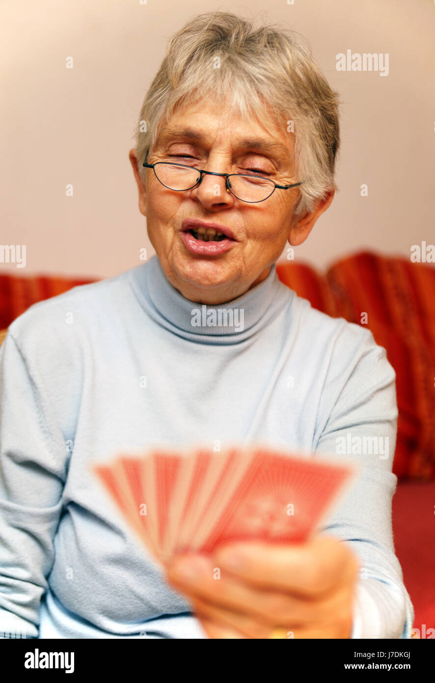 senior and card game senior at cards Stock Photo Alamy