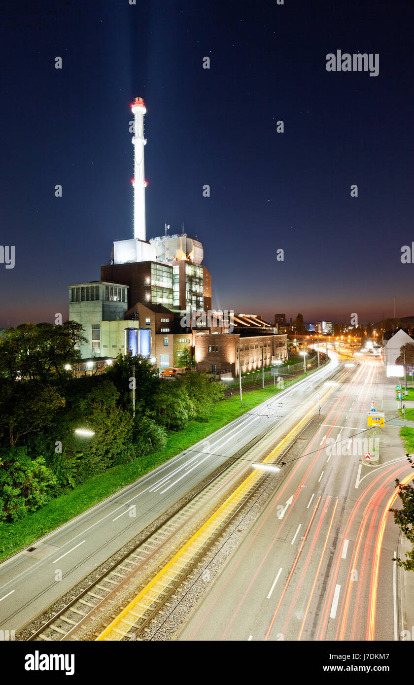 industry power station night nighttime energy power electricity electric power Stock Photo