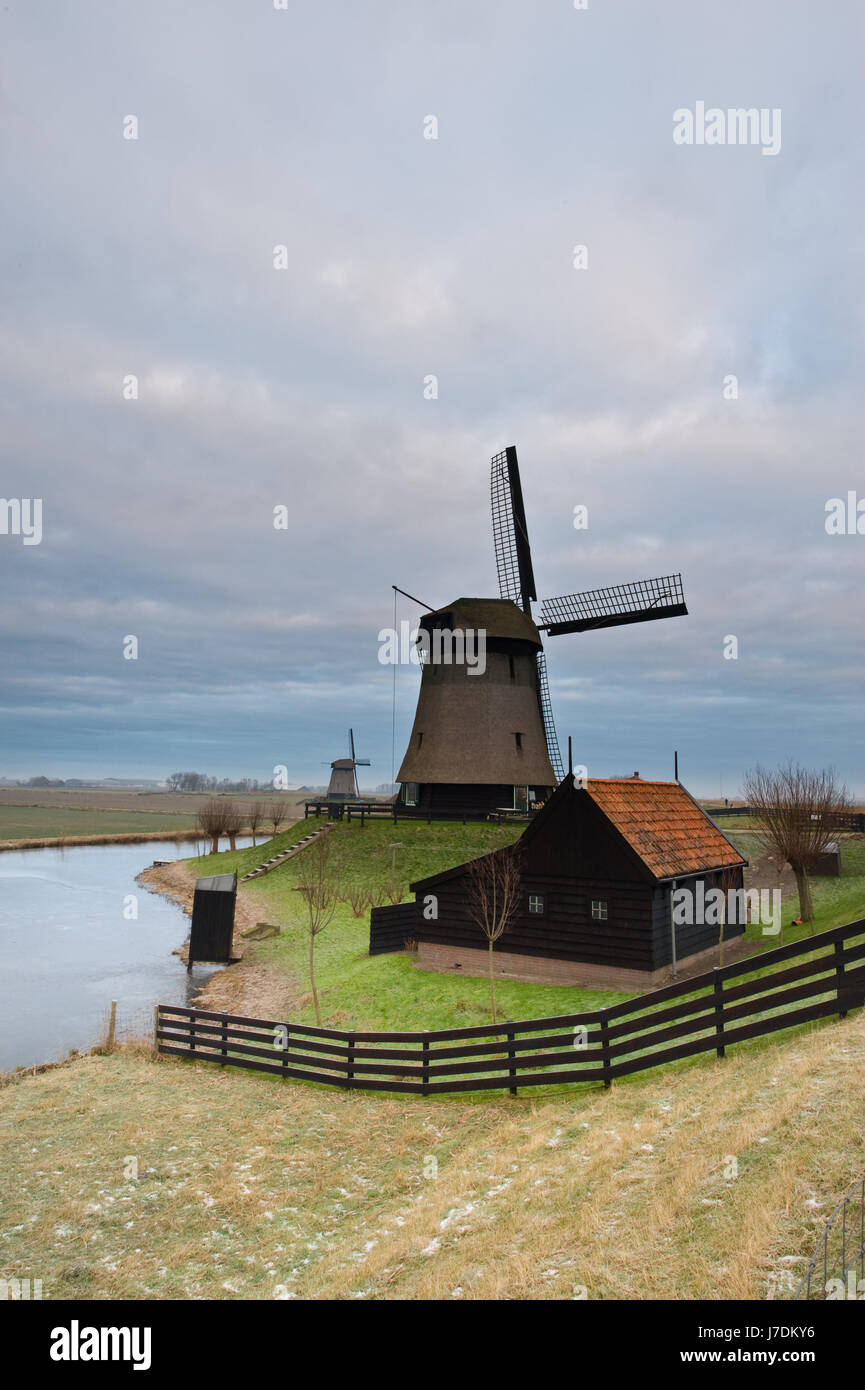 holland netherlands windmill mill dutch landscape scenery countryside nature Stock Photo