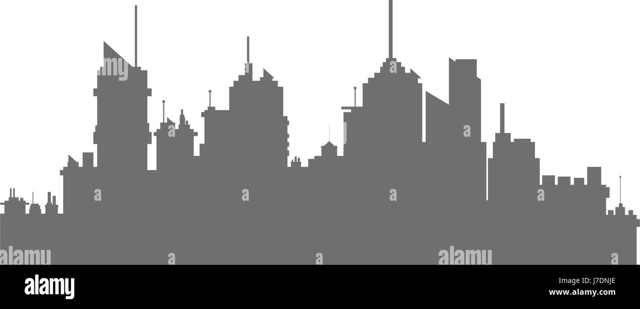 silhouette modern city with skyscrapers. building urban panorama Stock ...