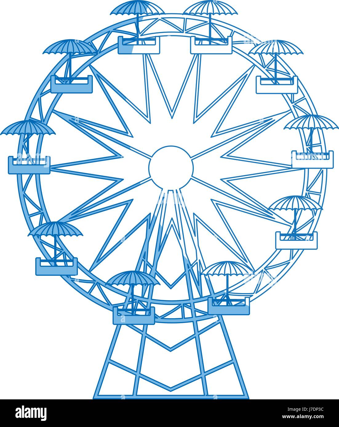 funfair with ferris wheel. amusement and carnival, carousel in park Stock Vector