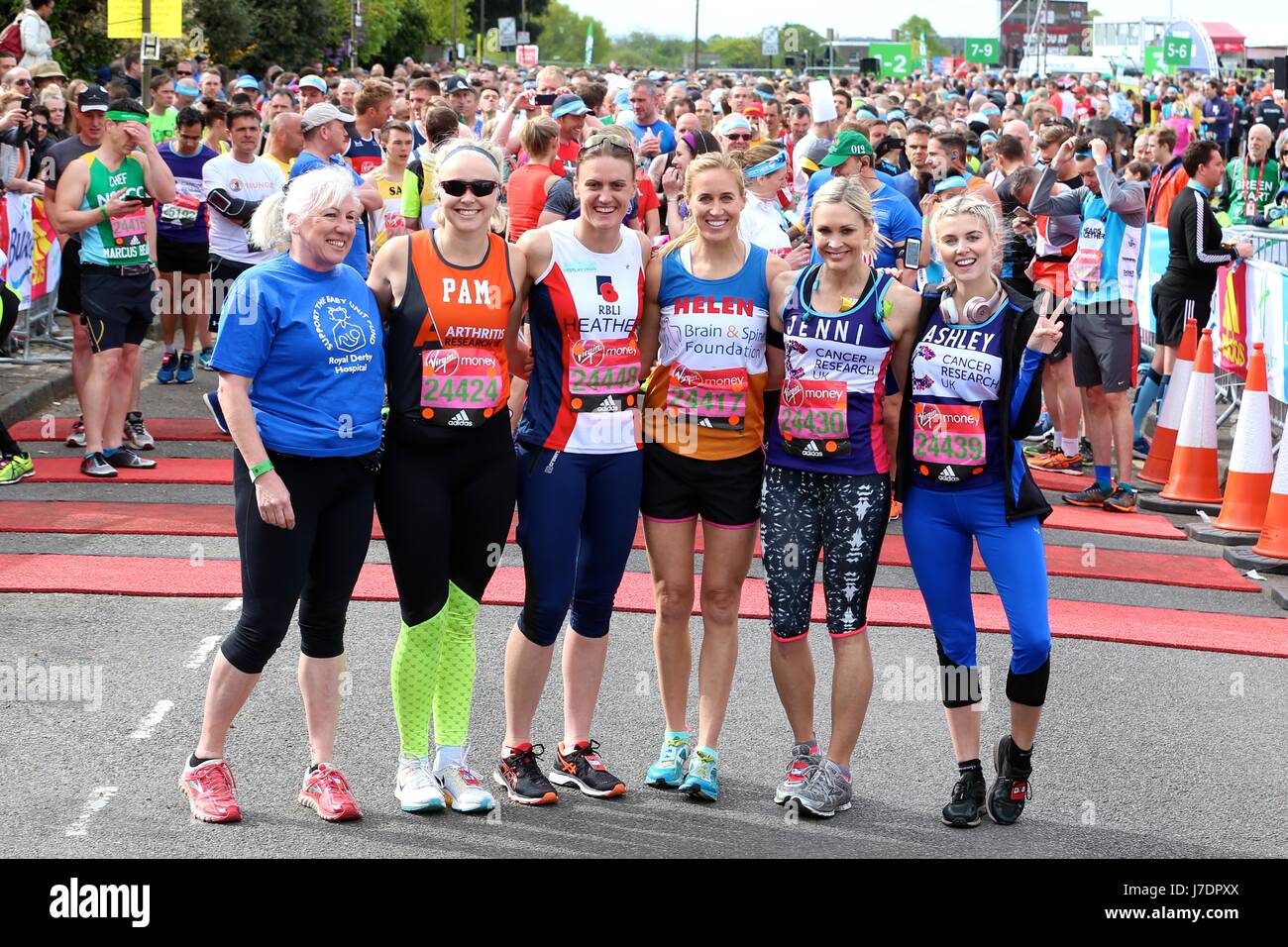 Photocall at the London Marathon 2017  Featuring: Heather Stanning, Helen Glover, Jenni Falconer, Ashley James Where: London, United Kingdom When: 23 Apr 2017 Credit: Phil Lewis/WENN.com Stock Photo