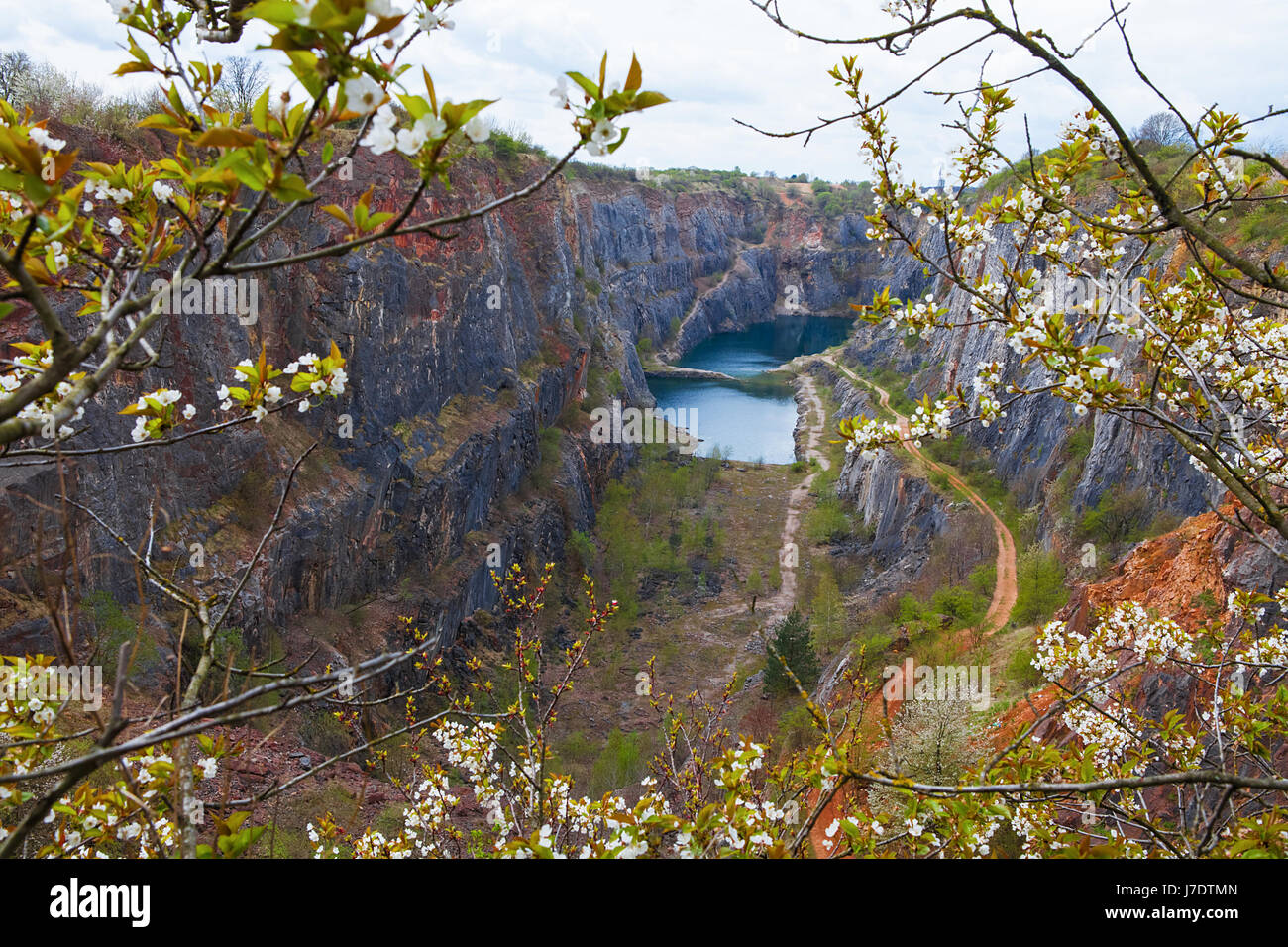The Big America. Abandoned dolomite quarry is beautiful place in The Central Bohemia. Czech Republic Stock Photo