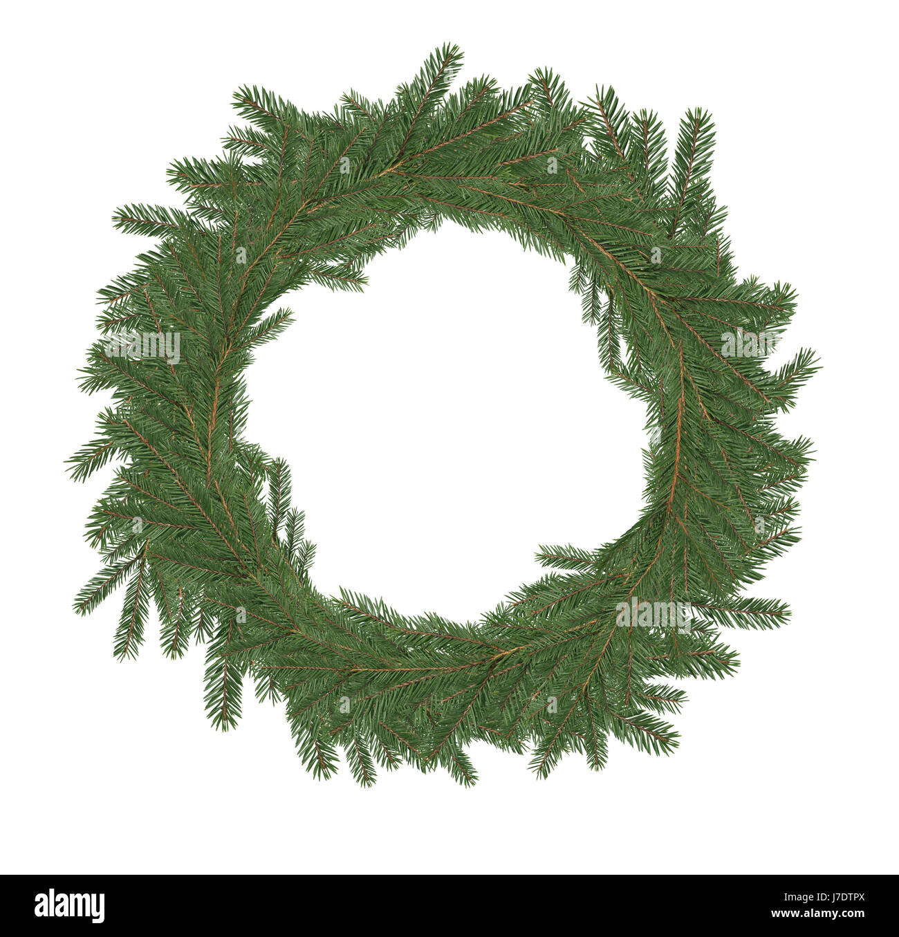 Christmas wreath made from lot of fir twigs on white background Stock ...
