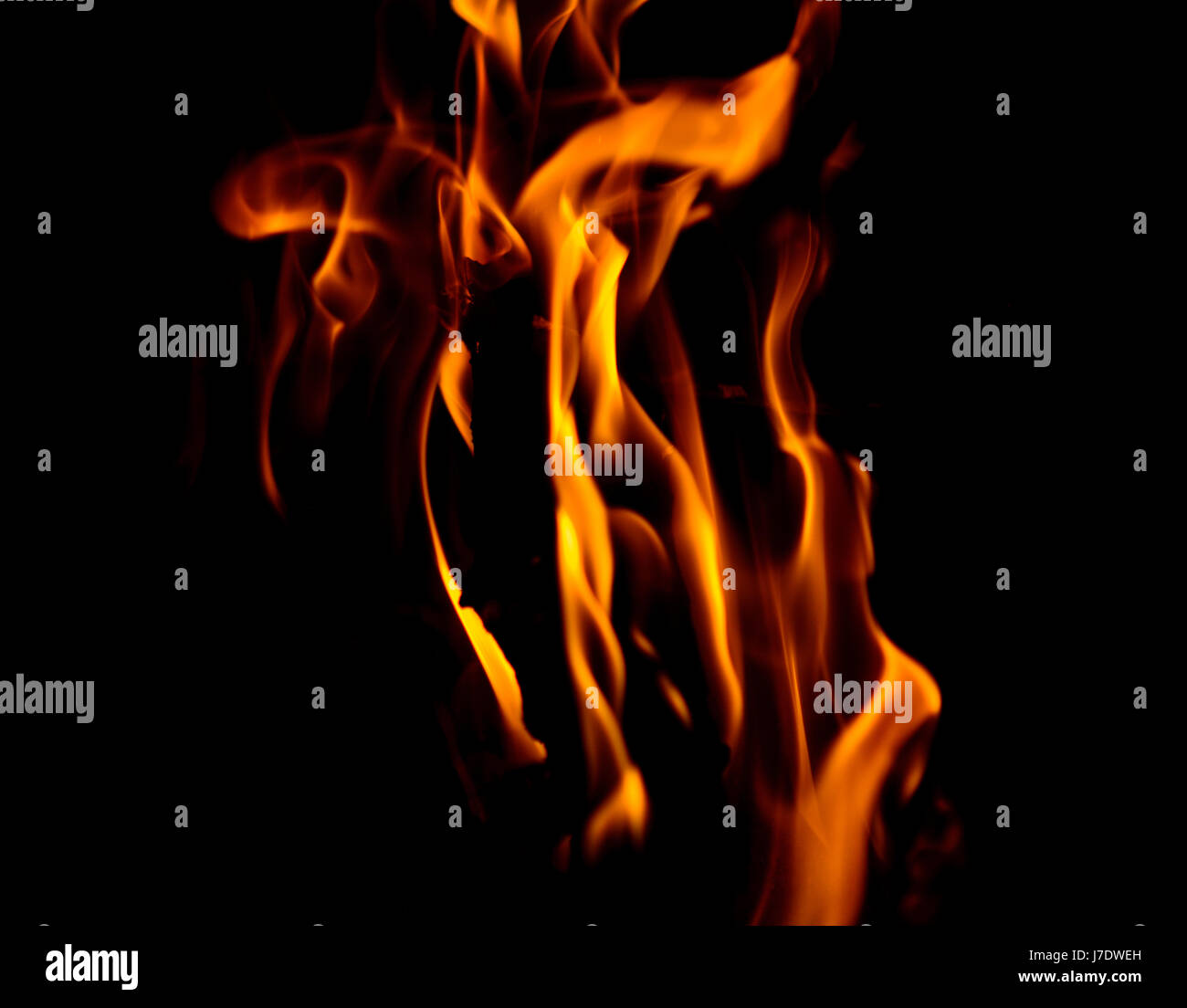 Fire Flame on Black Background Stock Photo