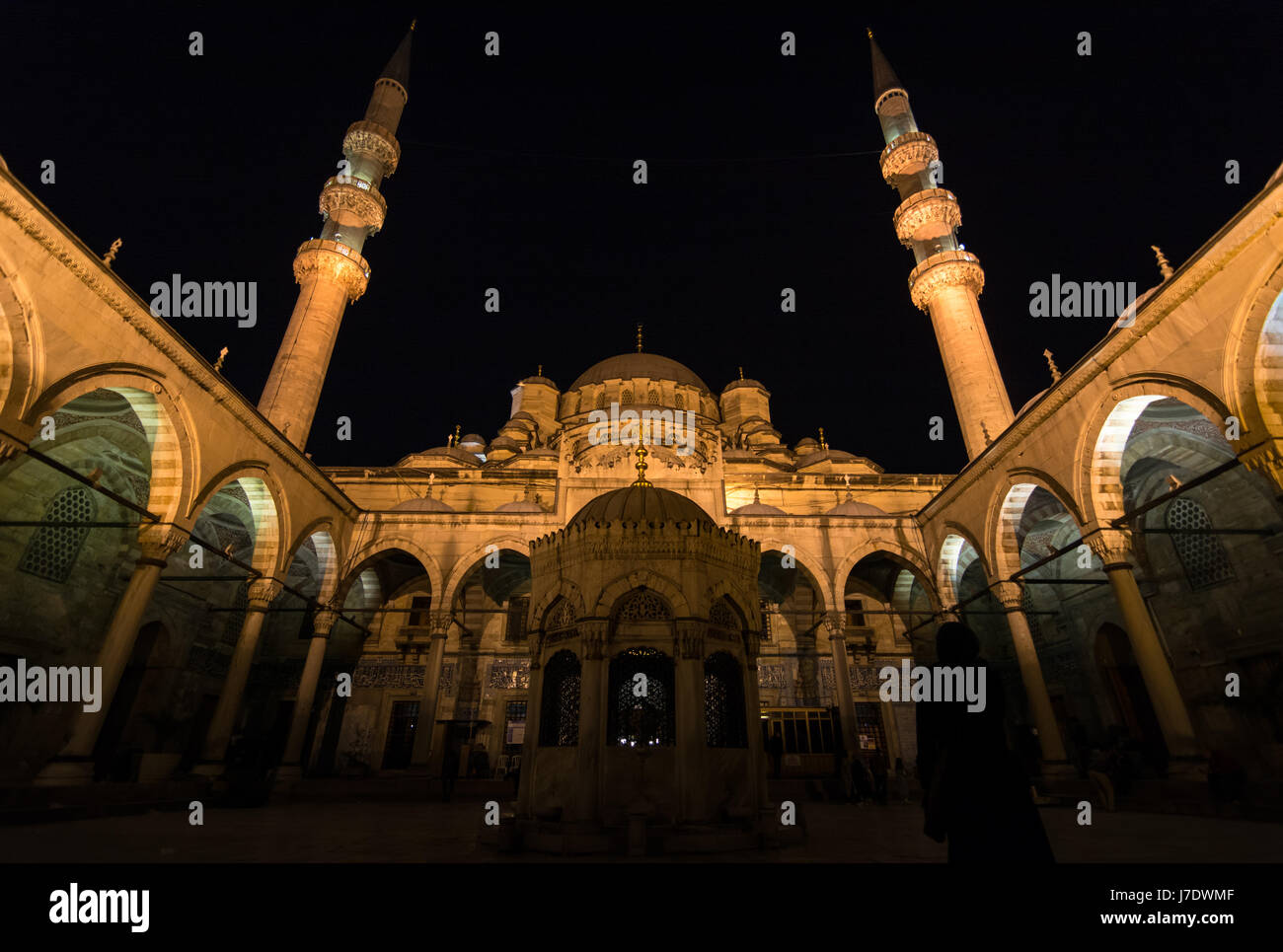 Courtyard of Yeni Cami Mosque Stock Photo