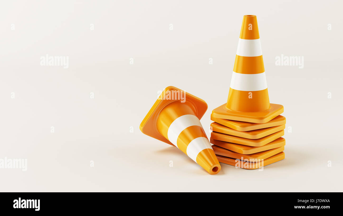 Traffic cones on white background Stock Photo - Alamy