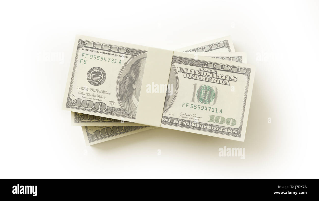 Stack of $100 bills isolated on white background Stock Photo - Alamy