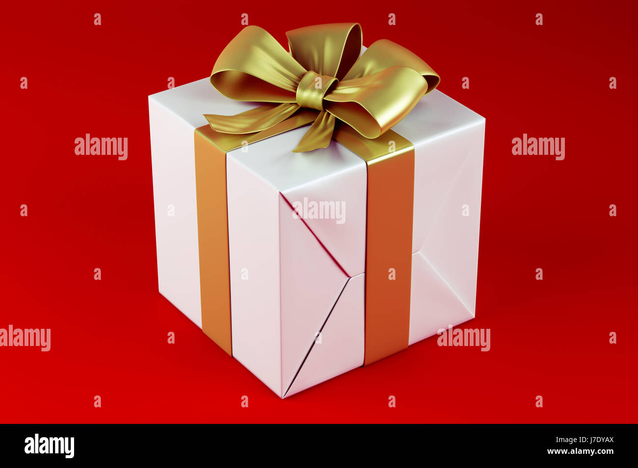 A white box tied with a satin ribbon bow Stock Photo - Alamy