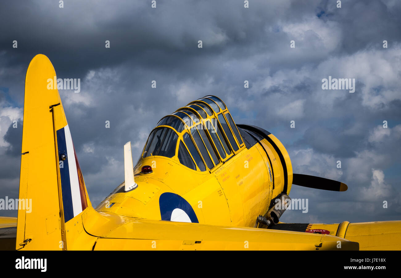 A North American Harvard WW2 vintage training aircraft at the Imperial War Museum, Duxford. Stock Photo