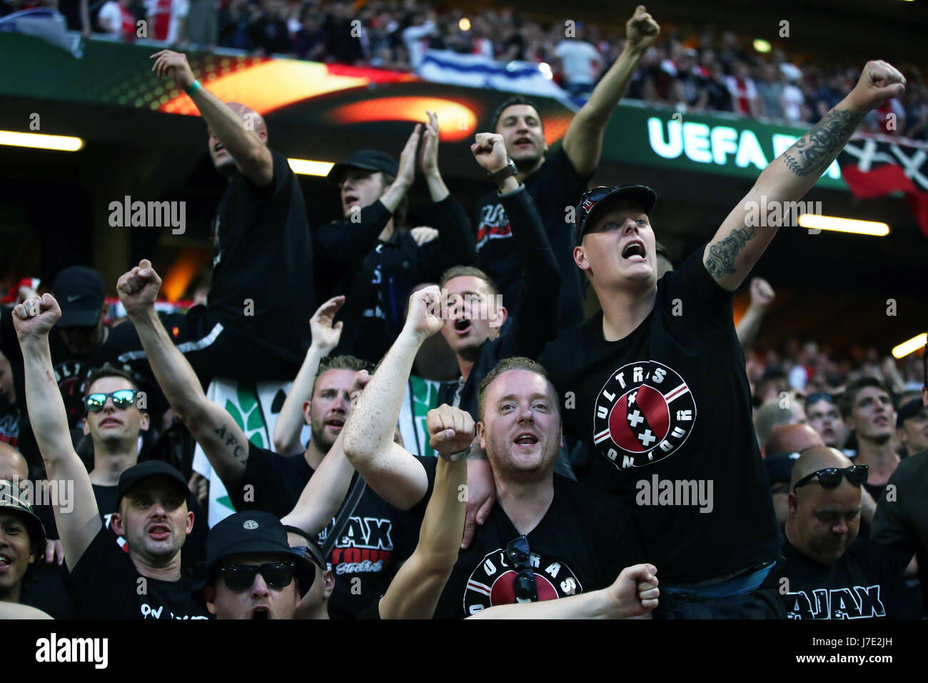 Ajax Fans In The Stands Before The Uefa Europa League Final At The Friends Arena In Stockholm 