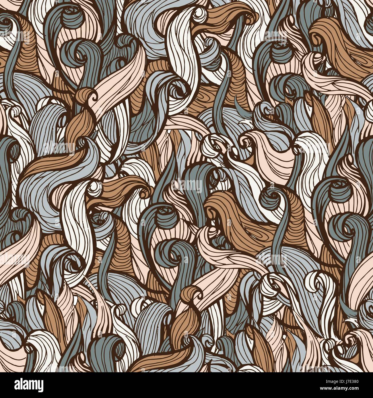 Hair doodle seamless background - endless pattern Stock Vector Image ...